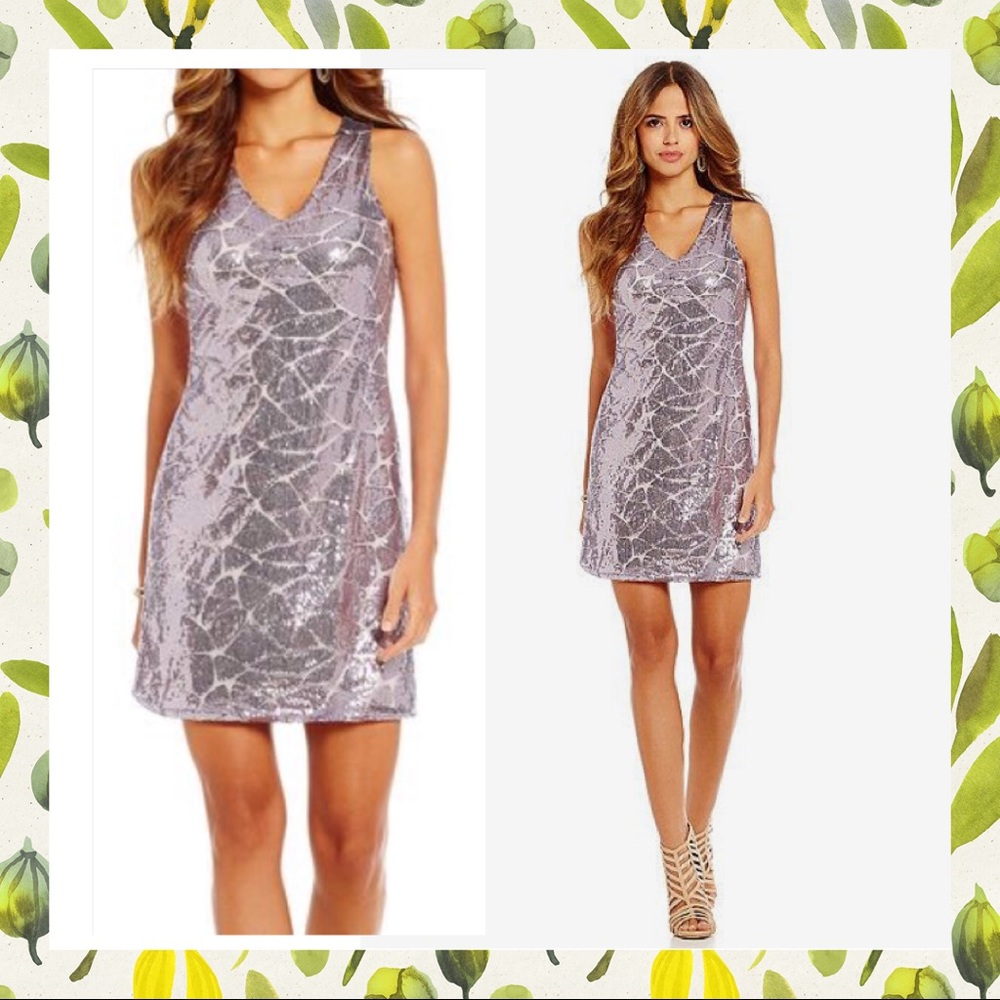 Gianni Bini Deidra Abstract-Print Sequin Dress